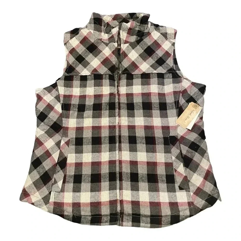 North River Outfitters Western Quilted Heather Grey Red Vest Sz M